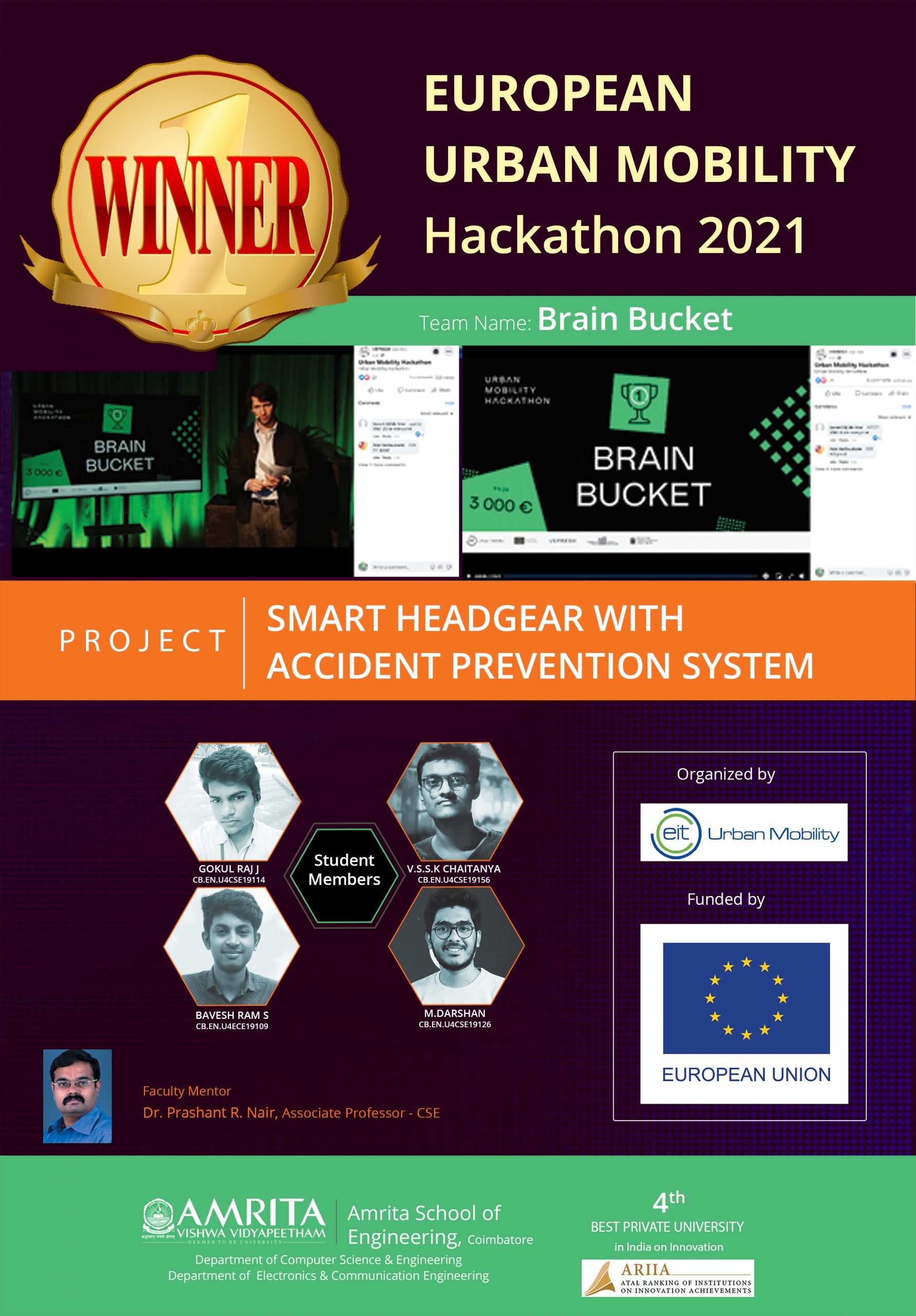 Amrita University’s student team aces European Urban Mobility Hackathon 2021