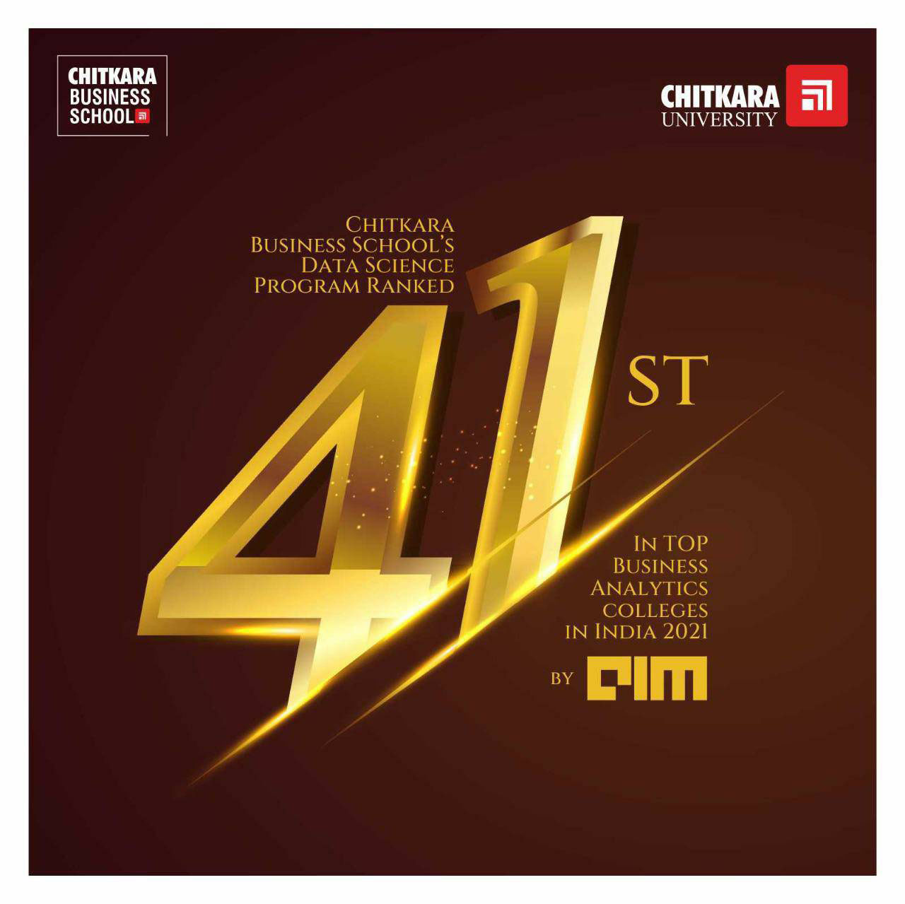 Chitkara Data Science 41st in Analytics India